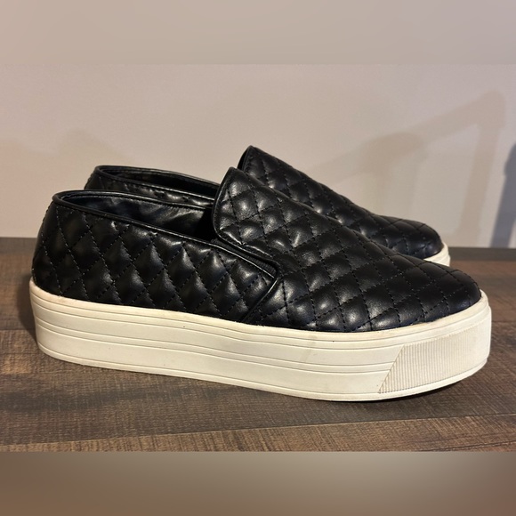 Candie's Shoes New Candies Black Quilted Leather Slip On Platform